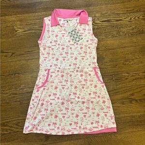 Turtles & Tees Pink and White Collared golf dress